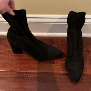 Forever 21 Black Suede High Heeled Sock Boots